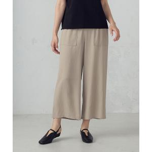 ワイドパンツ パンツ レーヨンポリエステル麻調スラブ ワークワイドパンツ レディース