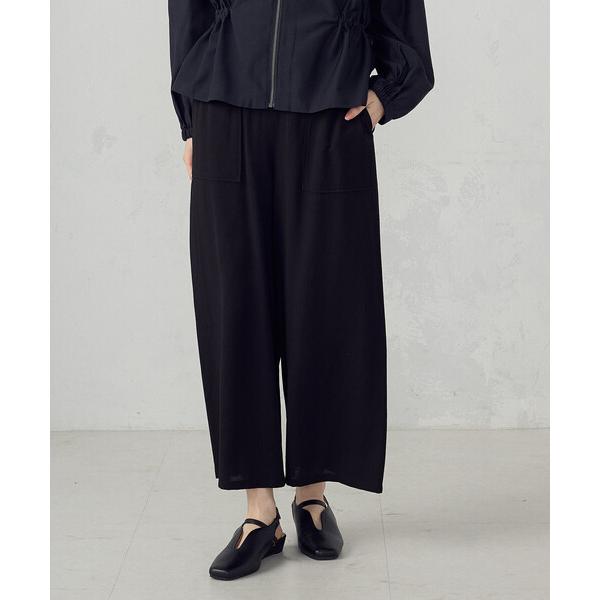 パンツ レーヨンポリエステル麻調スラブ ワークワイドパンツ レディース