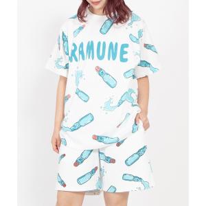 tシャツ 「新サイズ」フード総柄Ｔシャツ(RAMUNE) レディース メンズ