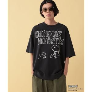 tシャツ 「PEANUTS」スヌーピー加工スソリブTシャツ「UNISEX」 メンズ レディース