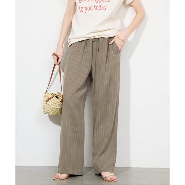 パンツ 「3サイズ展開/追加」フィブリルストライプリラックスパンツ レディース