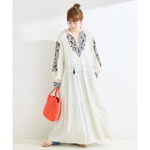 ワンピース ウォッシャブル / 刺繍ティアードワンピース