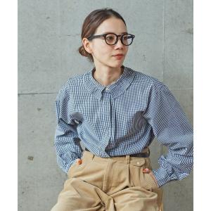 ブラウス シャツ グランジウォッシュ 衿先フリルタックブラウス レディース