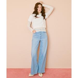ワイドパンツ ジーンズ デニム デニムパンツ SOMETHING 別注レースアップワイドデニムパンツ レディース