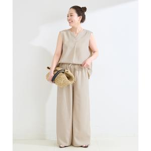 パンツ 「S/Mサイズ展開」「2点セット」ウォッシャブル / リネンライクセットアップ レディース