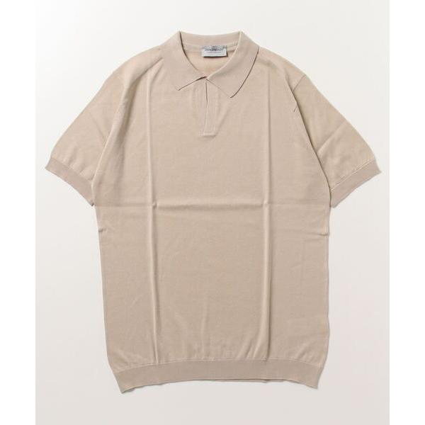 「JOHN SMEDLEY」 半袖ニット M ベージュ メンズ