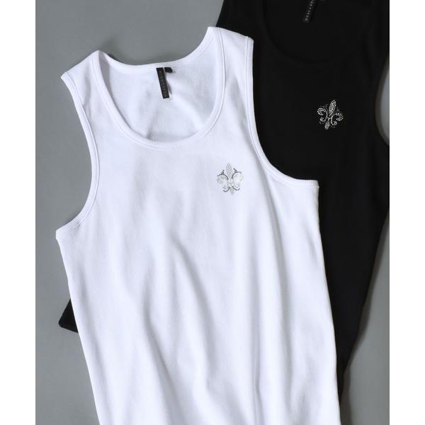 タンクトップ Line Stone Teleco Tank Top/ラインストーン テレコタンクトッ...