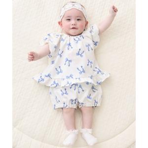 ベビー 「リンク」リボン総柄セットアップ