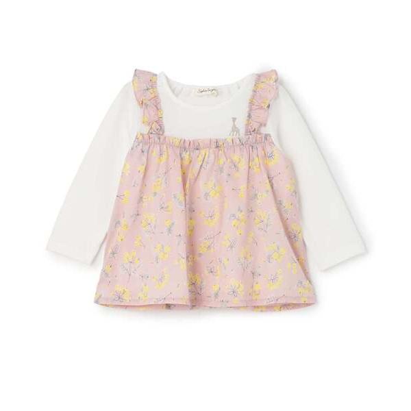 チュニック 実と葉っぱ柄レイヤードチュニック「日本製」 キッズ 子供服 女の子