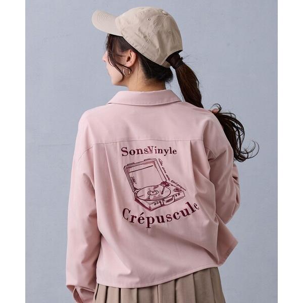 ブラウス シャツ バック刺繍クロップドシャツ レディース