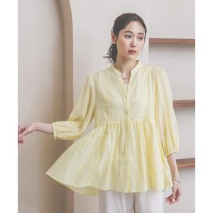 ブラウス シャツ エアリーリラックス切り替えペプラムブラウス/636652 レディース