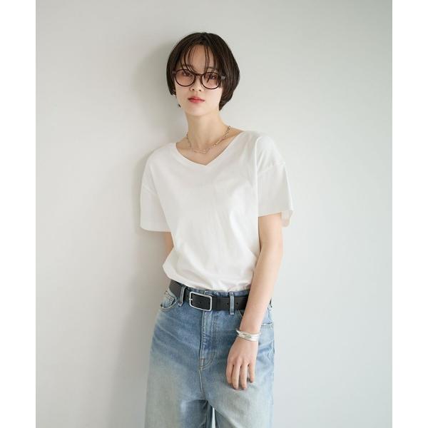 tシャツ 「V・Uネックで着られる」シルケット2WAY半袖Tシャツ レディース