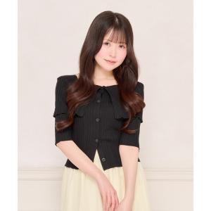 カーディガン オフショル風ビッグカラーニットカーディガン レディース