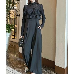 オールインワン フリルキャミソールサロペット レディース