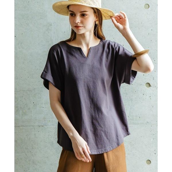 tシャツ 半袖 綿１００％バスクキーネックフレンチスリーブプルオーバー レディース