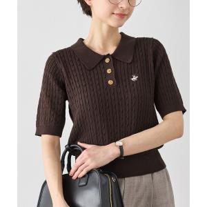 ニット セーター 「BEVERLY HILLS POLO CLUB別注」ポロカラーケーブルニット/リンクコーデ レディース