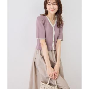 ワンピース 半袖 メタル釦布帛ドッキングハーフス...の商品画像