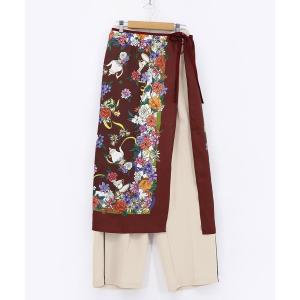 パンツ 561227：スカーフ柄巻きスカート付きパンツ レディース