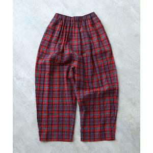 パンツ サッカー タータンチェック パンツ レディース