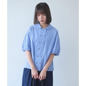 ブラウス シャツ cord voil stripe 丸衿ブラウス レディース