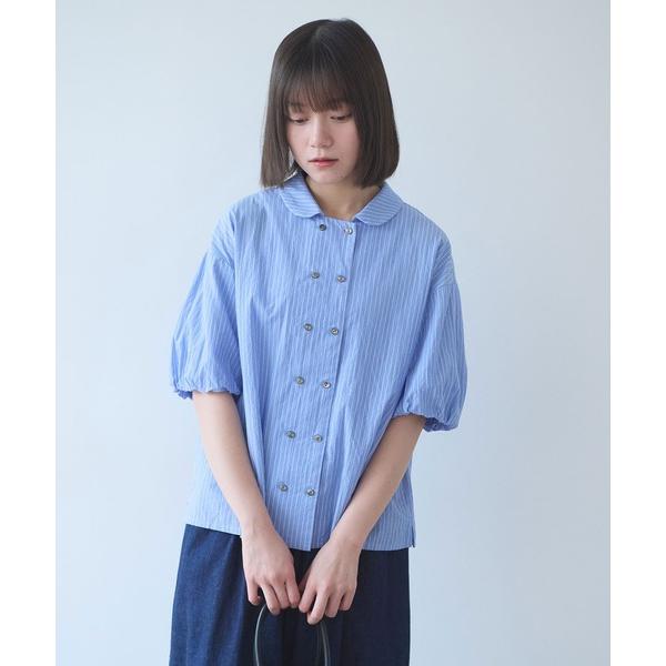 ブラウス シャツ cord voil stripe 丸衿ブラウス レディース