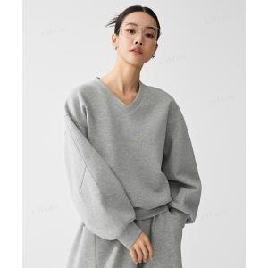 トレーナー スウェット 韓国ファッション 「セットアップ可能」ショート丈Vネックスウェットプルオーバー レディース