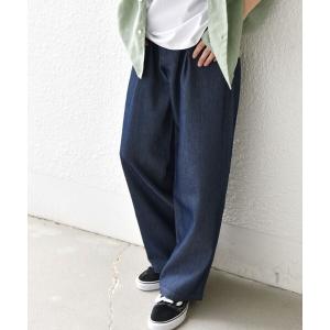 ワイドパンツ ジーンズ SHIPS any: ライト メッシュ デニム 1タック リラックス パンツ (セットアップ対応) メンズ