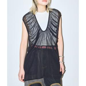 ブラウス シャツ GATHERED CHIFFON TANK：ブラウス レディース