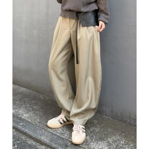 スラックス パンツ 2タックカーブスラックス レディース