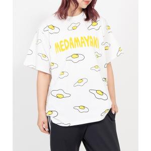 tシャツ 半袖 「新サイズ」目玉焼き総柄Ｔシャツ レディース メンズ