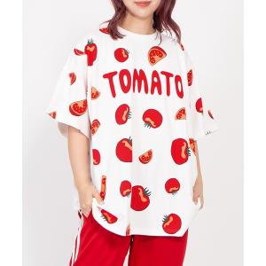 tシャツ 半袖 「新サイズ」フード総柄Ｔシャツ（KIWI・TOMATO） レディース メンズ