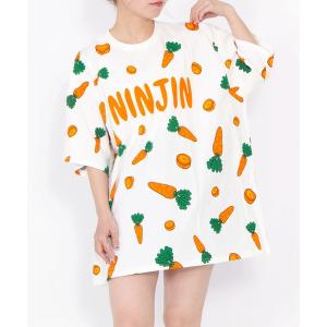 tシャツ 「新サイズ」フード総柄Ｔシャツ（NINJIN・LEMON・EDAMAME） レディース メンズ