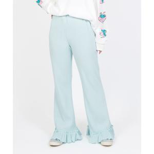 パンツ リブフレアフリルパンツ レディース