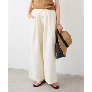 パンツ vaneumリネンブレンドタックワイドパンツ レディース