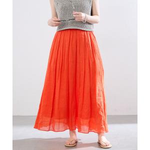 ロング スカート 「セットアップ対応」ラミータックギャザースカート