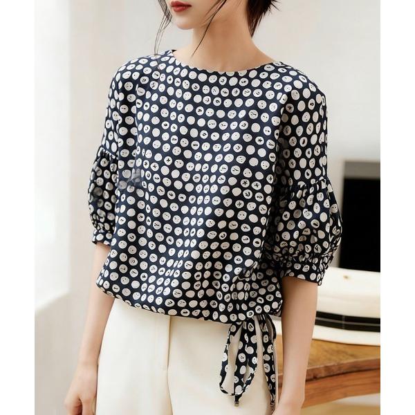 ブラウス シャツ 総柄デザインブラウス レディース