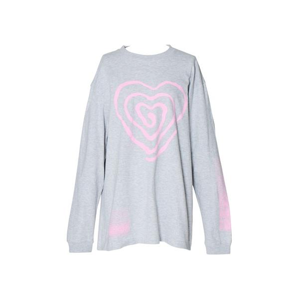 tシャツ Swirl heart illusutration long sleeve T-shirt...