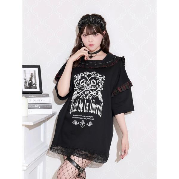 tシャツ ゴシックバックスピンドルセーラーリボンチュニック レディース