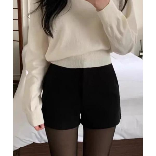 パンツ ウールライクきれいめショートパンツ レディース