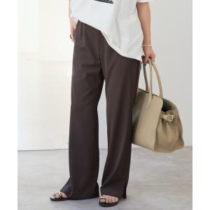 スラックス パンツ ストレッチサイドスリットパンツ レディース