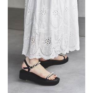サンダル 「追加2」4cmパールプラットサンダル レディース