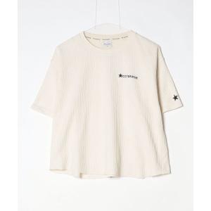 「CONVERSE」 ワンポイント半袖Tシャツ M ベージュ レディース