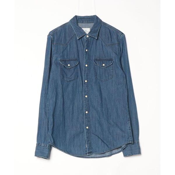 「American Eagle」 長袖シャツ M ブルー メンズ