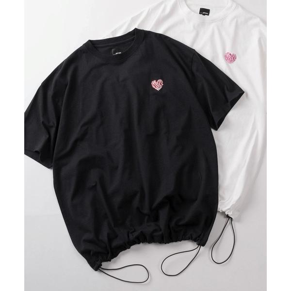 tシャツ 「85」別注 ワンポイント ハートロゴ刺繍 クルーネックTシャツ/ドローコード/ユニセック...