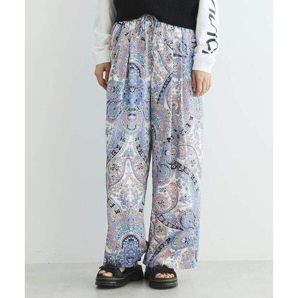 パンツ ペイズリー柄プリントワイドパンツ レディース