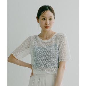 tシャツ ストレッチ総レースプルオーバー半袖/6...の商品画像