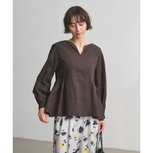リネンシャツ ブラウス シャツ リネン スキッパー ペプラム ブラウス ‐ウォッシャブル‐ レディース
