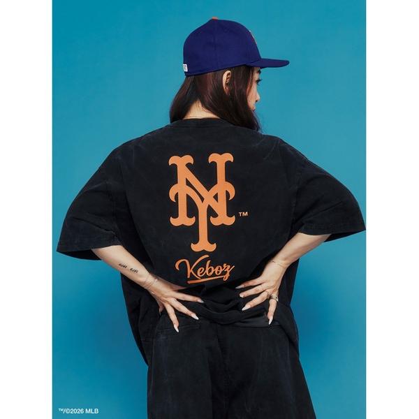 tシャツ KEBOZ × MLB NEW YORK METS LOGO WASHED S/S TEE...