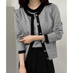 カーディガン バイカラー ニットカーディガン セット レディース