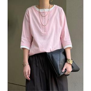 tシャツ ヘンリーネックレイヤー7分袖Tシャツ レディース